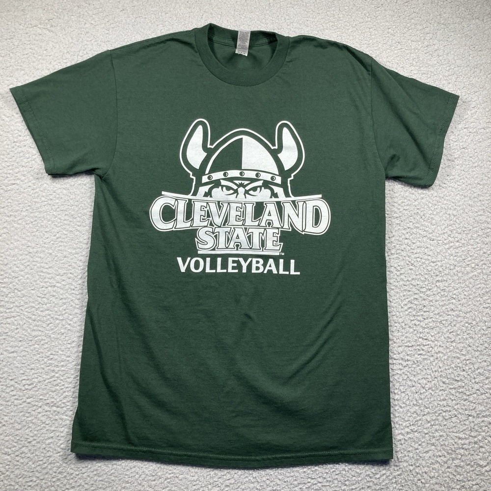 Cleveland State Vikings Volleyball T Shirt Adult Medium Green Short Sleeve‎